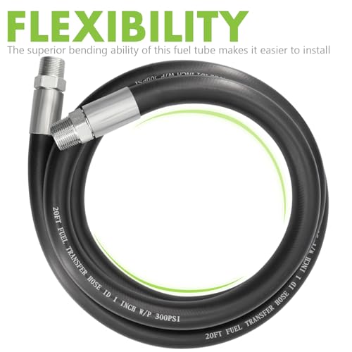 Jeemiter 1 Inch x 20 Feet Industrial Fuel Transfer Hose - with 1" NPT Fittings for Gasoline, Diesel, Kerosene, Biodiesel - High Flow for Agriculture, Fleet, Marine Fueling - Image 4