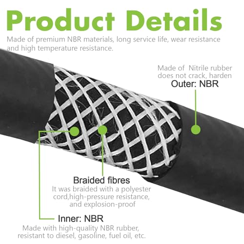 Jeemiter 1 Inch x 20 Feet Industrial Fuel Transfer Hose - with 1" NPT Fittings for Gasoline, Diesel, Kerosene, Biodiesel - High Flow for Agriculture, Fleet, Marine Fueling - Image 5