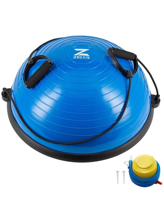 Generic ZELUS Balance Ball Trainer, Non-Slip Balance Ball, Half Ball with Resistance Bands, Gymnastics Ball for Yoga, Fitness, Strength Training, Core Training, Balance Training (Blue)  - Image 1