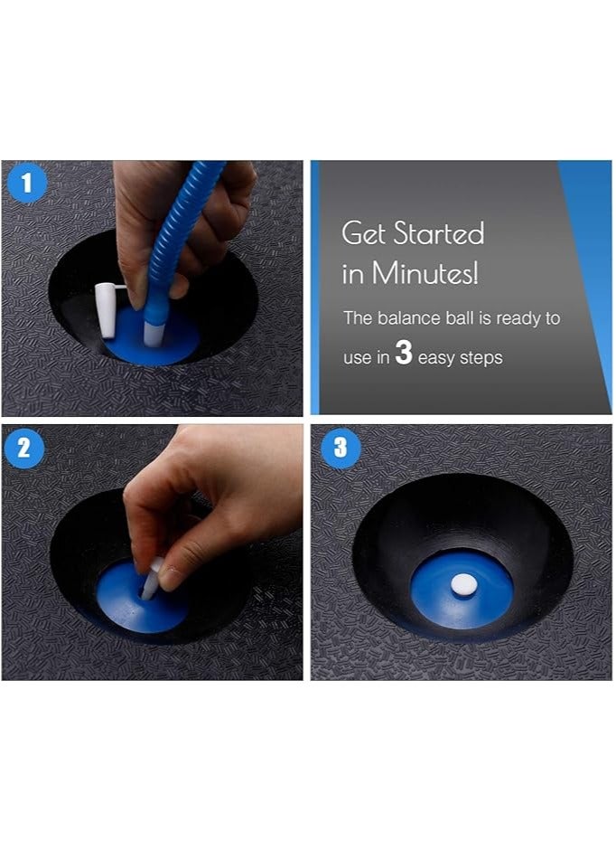 Generic ZELUS Balance Ball Trainer, Non-Slip Balance Ball, Half Ball with Resistance Bands, Gymnastics Ball for Yoga, Fitness, Strength Training, Core Training, Balance Training (Blue)  - Image 4