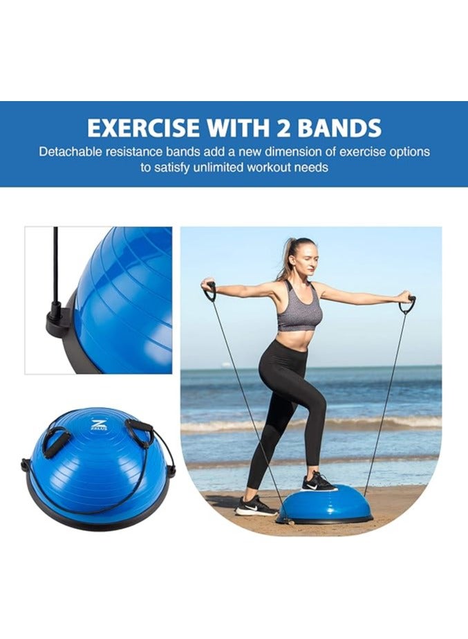 Generic ZELUS Balance Ball Trainer, Non-Slip Balance Ball, Half Ball with Resistance Bands, Gymnastics Ball for Yoga, Fitness, Strength Training, Core Training, Balance Training (Blue)  - Image 5