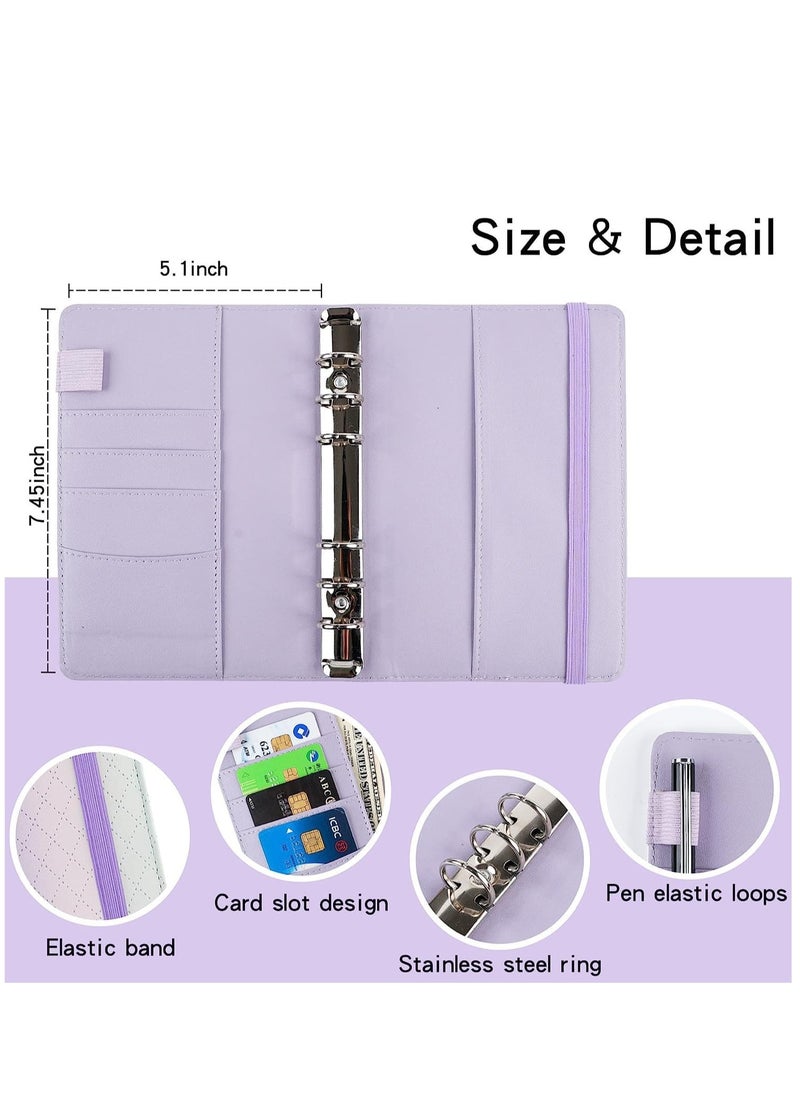SYOSI - A6 Gradient Color PU Budget Binder Set Money Saving Wallet Ring with Cash Envelopes Sheets and Label Stickers Planner Organizer Ideal for Travel or Work - Image 1