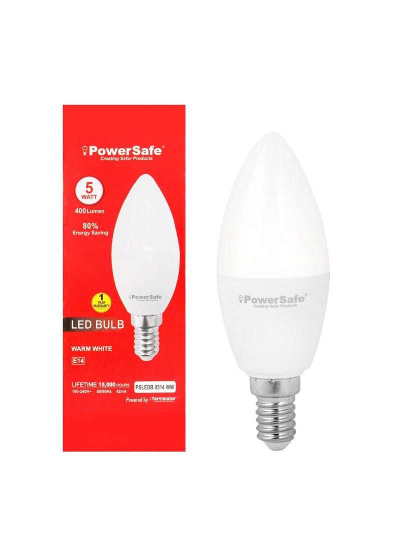 Powersafe - PowerSafe LED Bulb 5W Warm White E-14 (Candle Shape) PSLEDB 0514 WW - Image 1