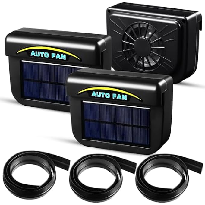 AUTO CARE 3 Pcs Solar Powered Car Ventilator Vehicle Exhaust Fan Solar Powered Fan Car Window Fan Automobile Cool Fan Cooler Ventilation System Radiator for Car Windshield Air Circulation - Image 1