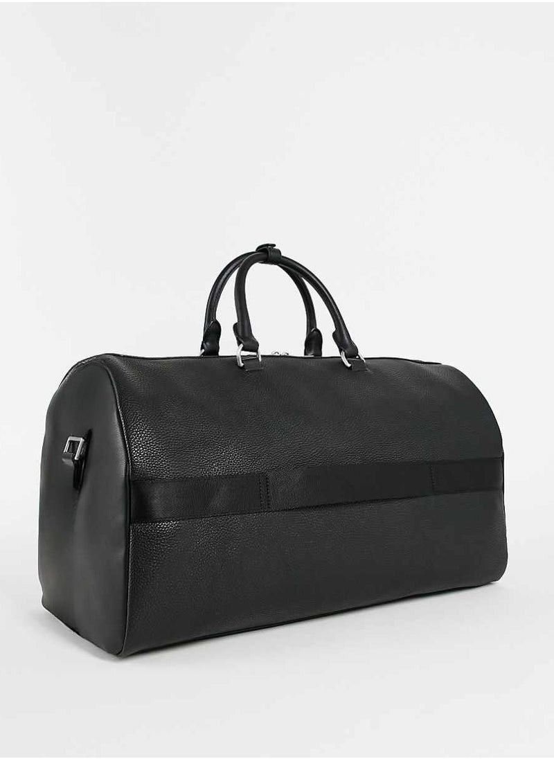Tommy Hilfiger Plus Tommy Hilfiger Black Leather Duffle Bag For Men  - Image 3
