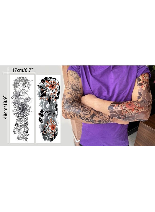 Aresvns - Cool Temporary Tattoos for Men and Women 18sheets, Halloween Full arm temporary tattoo,Waterproof sleeve tattoos and half arm tattoos for adults, - Image 1