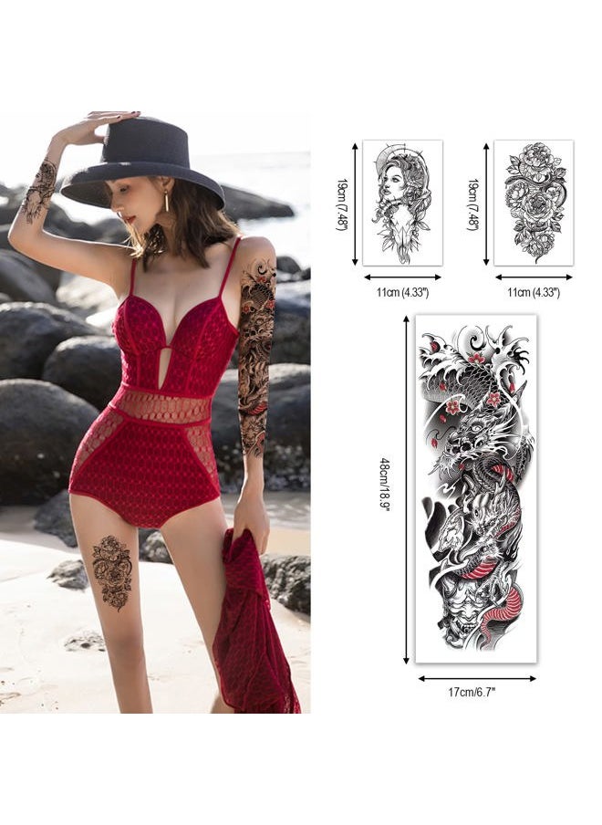 Aresvns - Cool Temporary Tattoos for Men and Women 18sheets, Halloween Full arm temporary tattoo,Waterproof sleeve tattoos and half arm tattoos for adults, - Image 1