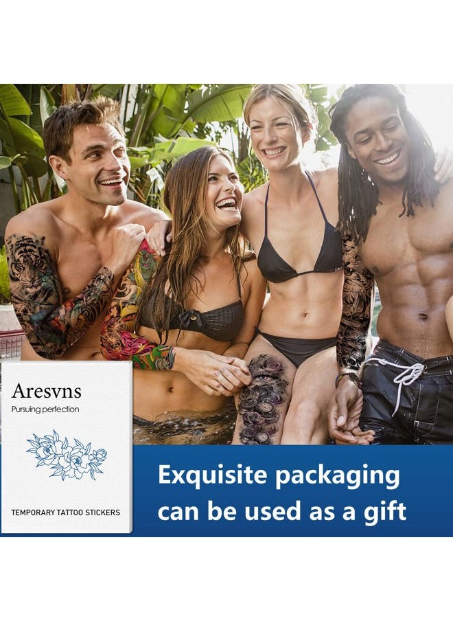 Aresvns - Cool Temporary Tattoos for Men and Women 18sheets, Halloween Full arm temporary tattoo,Waterproof sleeve tattoos and half arm tattoos for adults, - Image 1