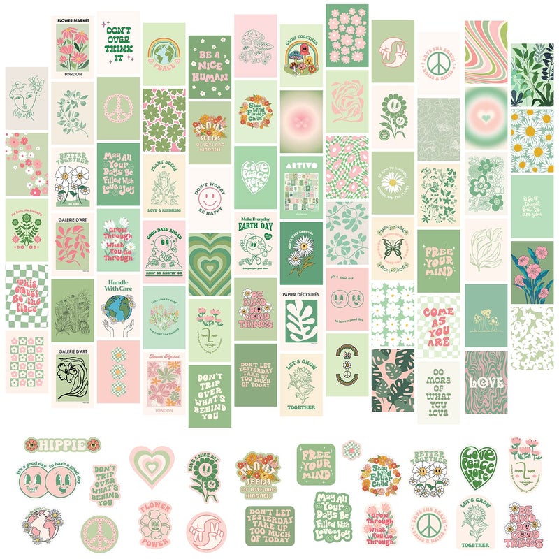 Artivo Sage Green Room Decor 70pcs Green Wall Collage Kit  Preppy Pastel Aesthetic Posters for Girls Bedroom