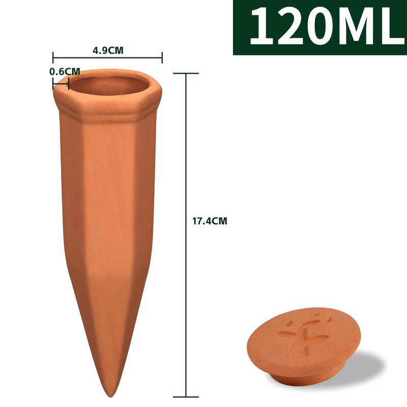 Soilagua Large Terracotta Watering Spikes with Lids, Automatic Plant Waterer Outdoor | Indoor, Vacation Friendly Clay Plant Watering Devices System, Slow Release Self Watering Planter Insert, 8 Pack - Image 2