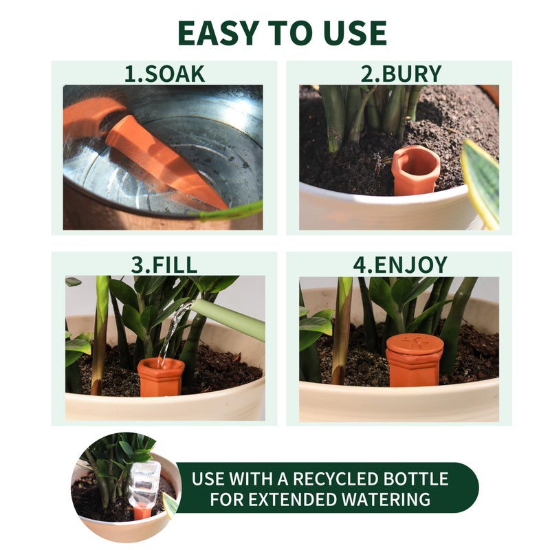 Soilagua Large Terracotta Watering Spikes with Lids, Automatic Plant Waterer Outdoor | Indoor, Vacation Friendly Clay Plant Watering Devices System, Slow Release Self Watering Planter Insert, 8 Pack - Image 5