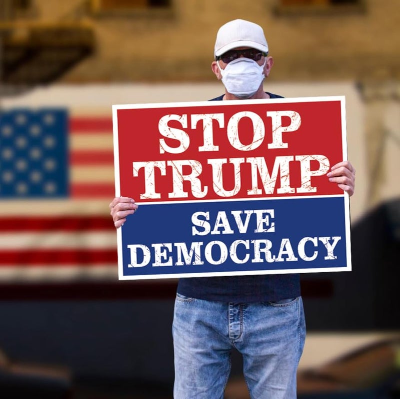 TUOCYERD Stop Trump Save Democracy Yard Sign Resist Hate Lawn Sign Anti Trump Sign Double Sided Corrugated Plastic Outdoor Weatherproof Signs With H Stake 18x12 Inch - Image 3