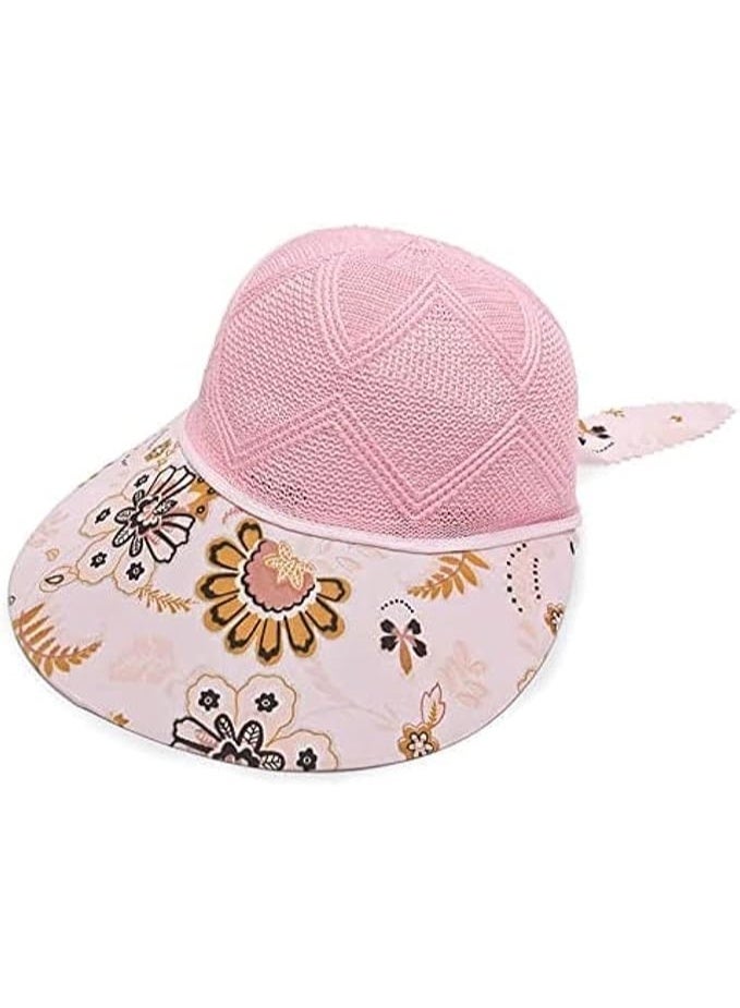 Pink Mesh Summer Cap with Floral - Print – Breathable Lightweight Hat with Cute Ear Accent for Sunny Outdoor Adventures-design may vary - Image 1
