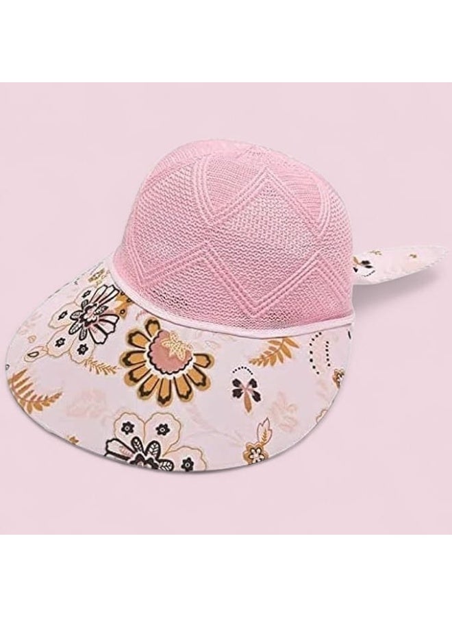Pink Mesh Summer Cap with Floral - Print – Breathable Lightweight Hat with Cute Ear Accent for Sunny Outdoor Adventures-design may vary - Image 3