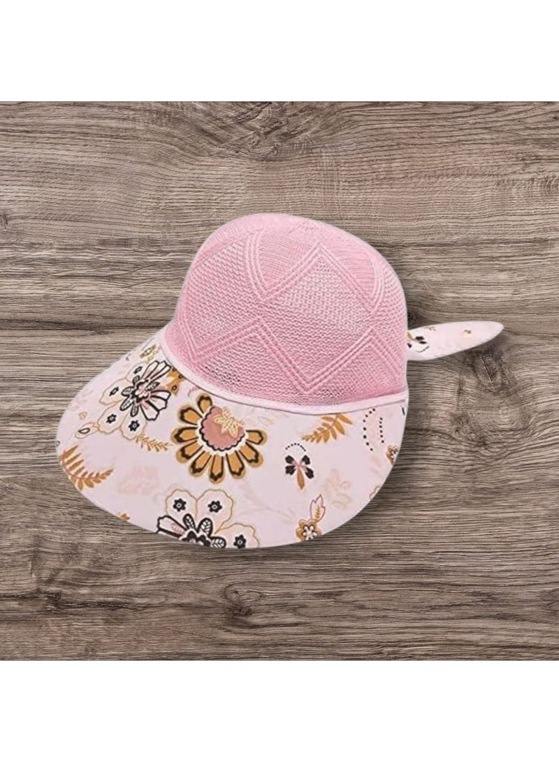 Pink Mesh Summer Cap with Floral - Print – Breathable Lightweight Hat with Cute Ear Accent for Sunny Outdoor Adventures-design may vary - Image 4