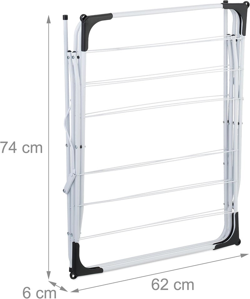Relaxdays Foldable Clothes Airer, 18 Rails, 136 x 62 x 51 cm, Interior, Metal, Space-Saving Tower Clothes Airer, White - Image 5