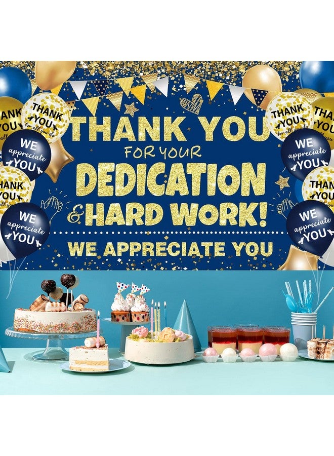 GOLDCROW We Appreciate You Decorations Navy Blue Gold Banner with 18pcs 12" Balloons Thank You Backdrop for Employee Staff Teacher Doctors Nurse Pastor Volunteer Appreciation Week Party Decor - Image 5