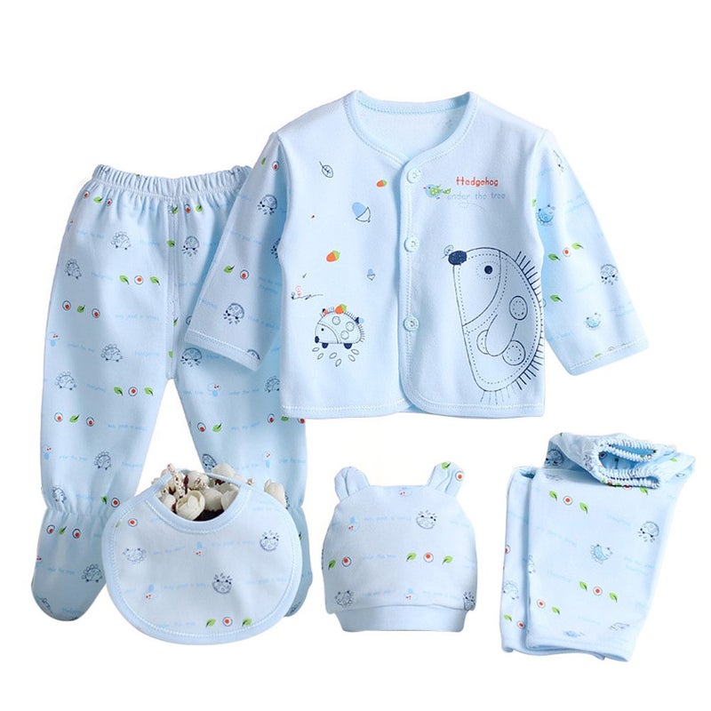 Gajaous Gajaous 5PCS Newborn 03M Boys Girls Baby Cotton Clothes Tops Hat Pants Suit Outfit Sets OneSize