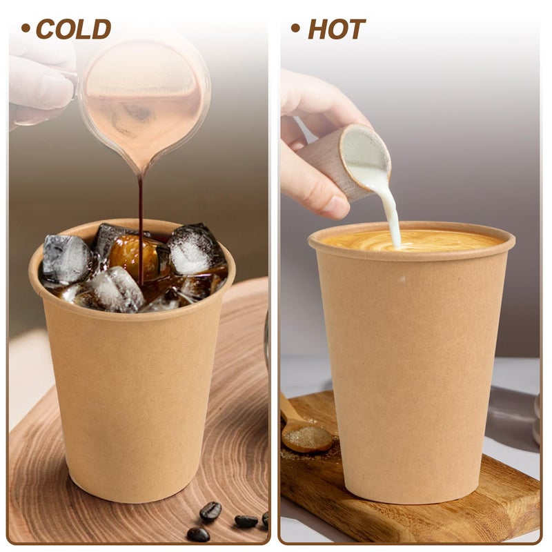 BYSNOW 300 Pack 12 oz Paper Coffee Cups, Disposable Kraft Coffee Cups, Hot/Cold Drinking Cup for Water, Coffee, Juice - Image 5