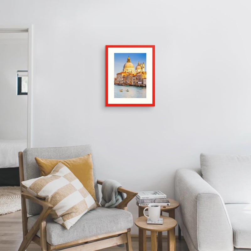 wyooxoo 16x20 Picture Frame Red Solid Wood Photo Frames Display Pictures 12x16 with Mat or 16x20 Without Mat Colorful Frame For Horizontal Vertical Wall Mounting - Image 4