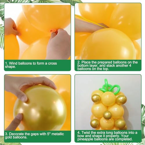 Amandir 165Pcs Tropical Balloon Arch Garland Kit, Hawaiian Luau Aloha Summer Party Decorations Hot Pink Orange Yellow Blue Green Pineapple Balloons Palm Leaves Birthday Flamingo Beach Supplies - Image 3