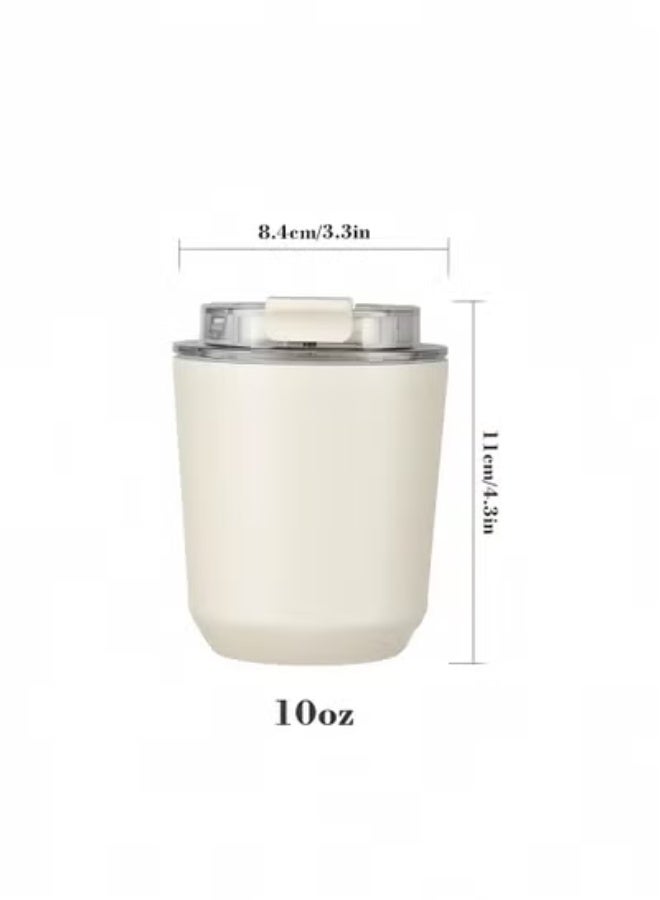 fantasize 280ml Stainless Insulated Tumblers with Lid, Vacuum Insulated Travel Mug Water Coffee Cup, White Leak Proof Reusable Double Walled Coffee Tumbler for Iced and Hot Drinks - Image 3