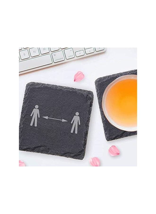 The Bros 6 Pack 4 x 4 Inch Gorgeous Black Slate Stone Coasters Bluk Square Slate Stone Cup Coaster for Drink Bar Kitchen Home, Handmade Natural Rough Edge, Set of 6 - Image 4