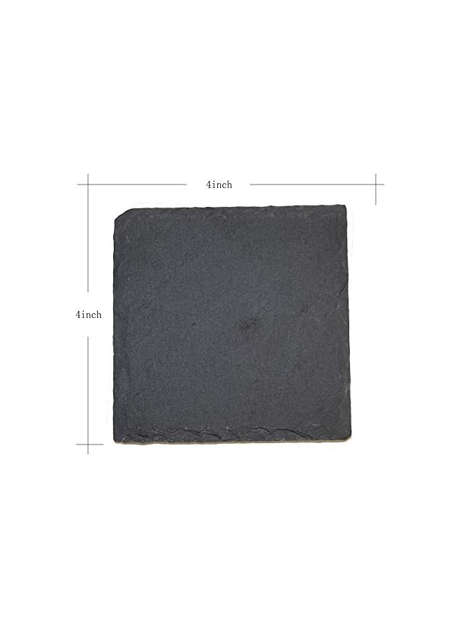The Bros 6 Pack 4 x 4 Inch Gorgeous Black Slate Stone Coasters Bluk Square Slate Stone Cup Coaster for Drink Bar Kitchen Home, Handmade Natural Rough Edge, Set of 6 - Image 5