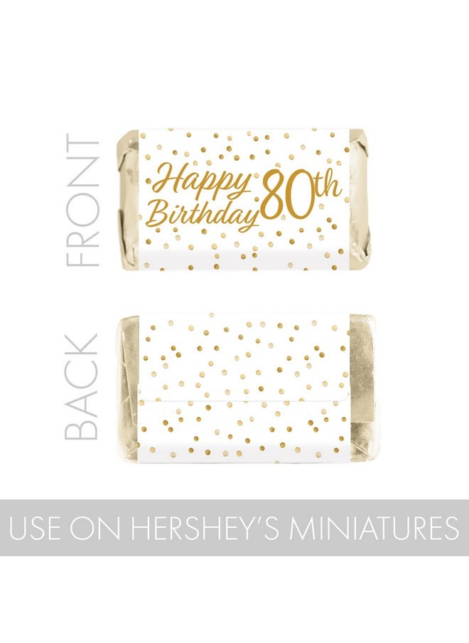 DISTINCTIVS White And Gold 80Th Birthday Mini Candy Bar Wrappers 45 Stickers  - Image 5