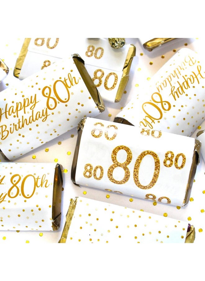 DISTINCTIVS White And Gold 80Th Birthday Mini Candy Bar Wrappers 45 Stickers  - Image 3