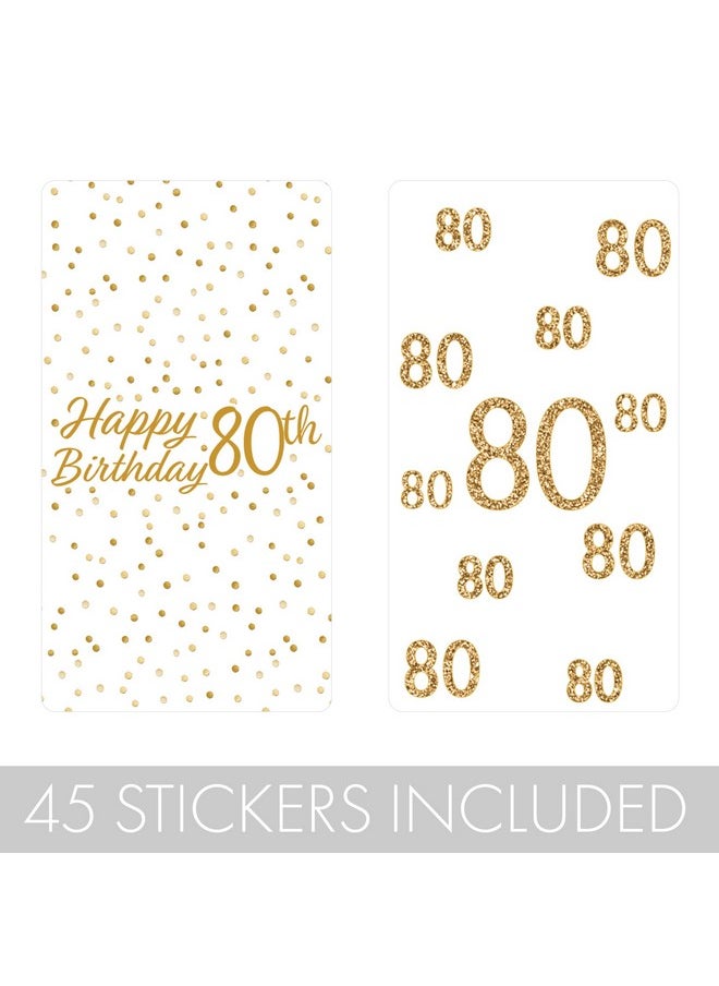 DISTINCTIVS White And Gold 80Th Birthday Mini Candy Bar Wrappers 45 Stickers  - Image 4