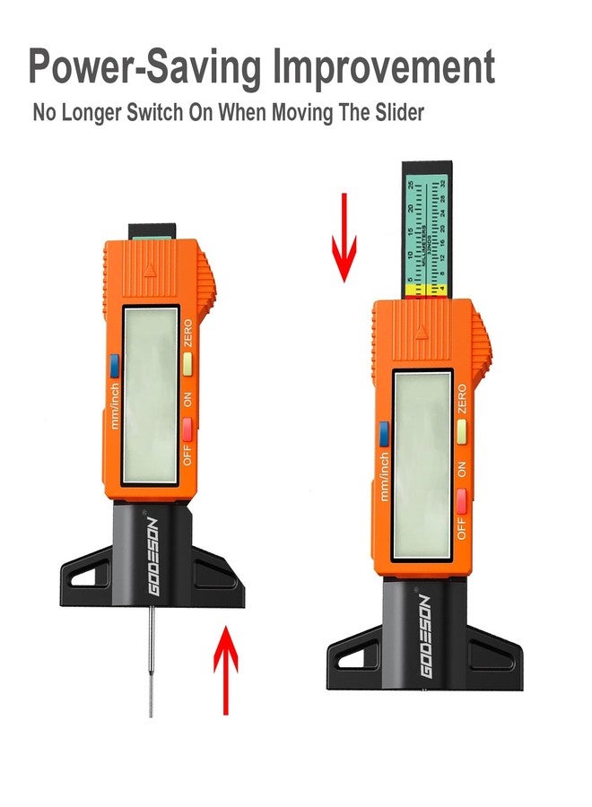 GODESON Tire Tread Depth Gauge,Digital Tire Tread Depth Gauge with Color-Coded Bar,Tread Depth Gauge in 1 Inch/25.4 mm,Tire Depth Gauge with Large LCD Display Suitable for All Vehicle Tires-Orange - Image 5