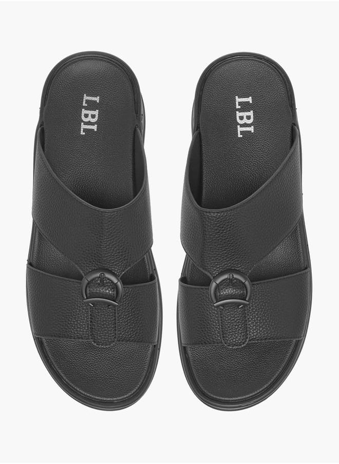 LBL by Shoexpress Mens Textured Slip-On Arabic Sandals With Buckle Accent Ramadan Collection  - Image 2