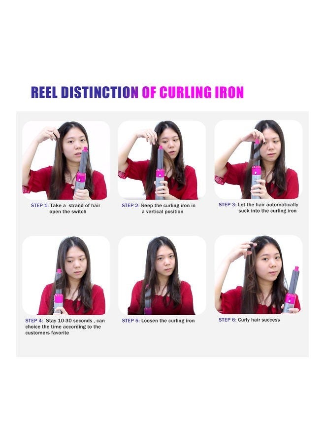 5-in-1 Hot Air Hair Curler Set Pink/Grey - Image 5