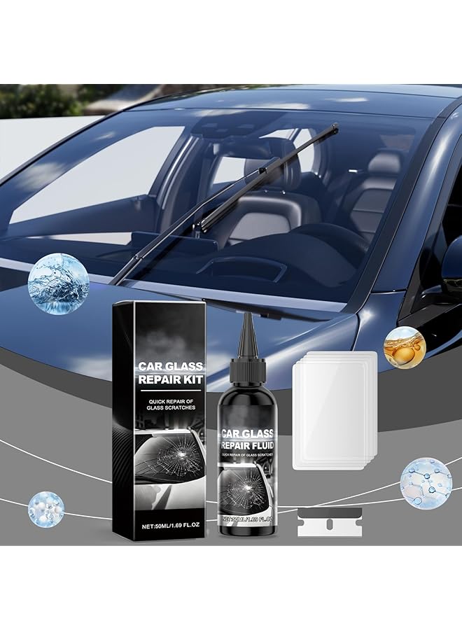 KASTWAVE Windshield Repair Kit, Fast Effect Windshield Crack Repair Kit With Repair Fluid, Blade, Curing Film, Multifunctional Glass Repair Kit For Car Crack Repair, Windshield Repair Kit - Image 2