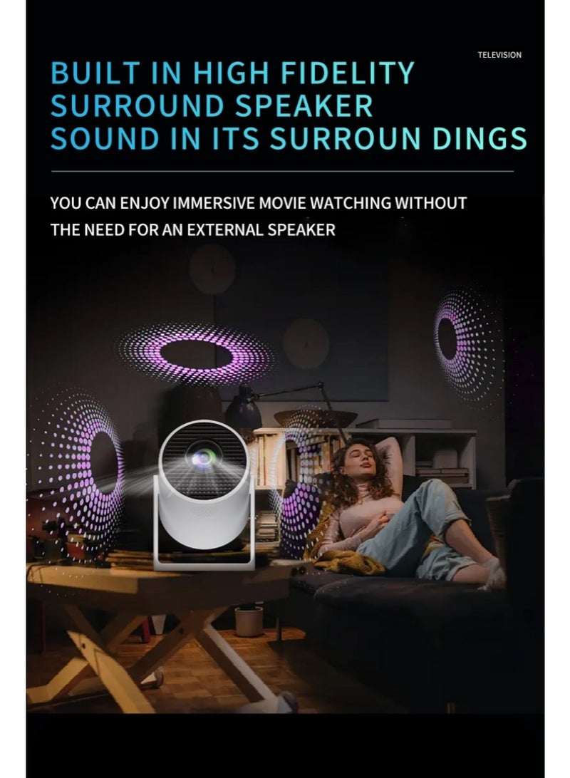 YT HY300Pro+S2 Smart Portable Projector - Short Throw Projector - Mini Projector with Auto Keystone Correction, 4K, 5G, WIFI6. Android13, Bluetooth 5.4 - Home Theater Full HD For Indoor Outdoor Compatible with Android/iOS/Windows/TV Stick/HDMI/USB/Game Controller/Computer/Laptop/Smartphone - Image 4