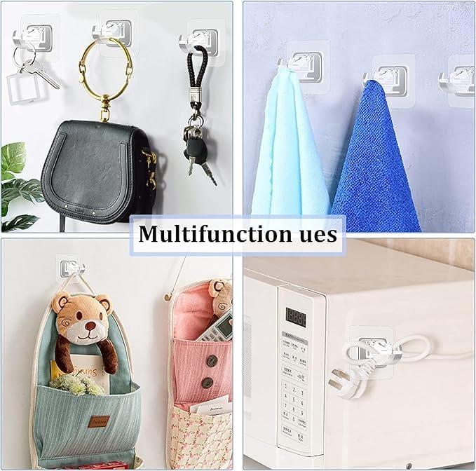 CLICKSWIFT CLICKSWIFT Plastic Heavy Duty Without Drill Self Adhesive Curtain Hangers Rod Hooks Adjustable Wall Hooks Curtain Rod Brackets for Bathroom Kitchen Home 4 Pcs Transparent Color  - Image 3