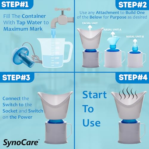 Synocare 3 in 1 Steamer for Cold & Cough | Sauna Steamer & Vaporizer for Skin & Face Steam, Steam Inhaler & Vaporizer Machine | Facial Steamer for Cough, Congestion & Sinus Relief for Adult & Kids - Image 5