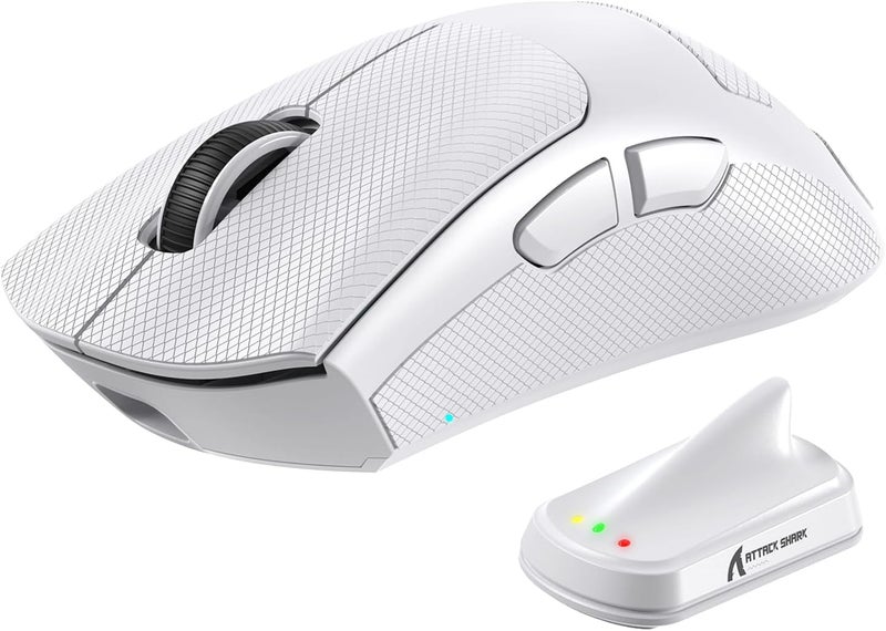 MAMBASNAKE فأرة ألعاب لاسلكية x ATTACK SHARK V8، وزن فائق الخفة 59 جرام، مستشعر PAW3950MAX، دونغل SHARK 8K، ثلاثية الأوضاع (2.4G/بلوتوث/سلكي)، تصميم مريح لليد اليمنى، برنامج قائم على الويب - Image 1