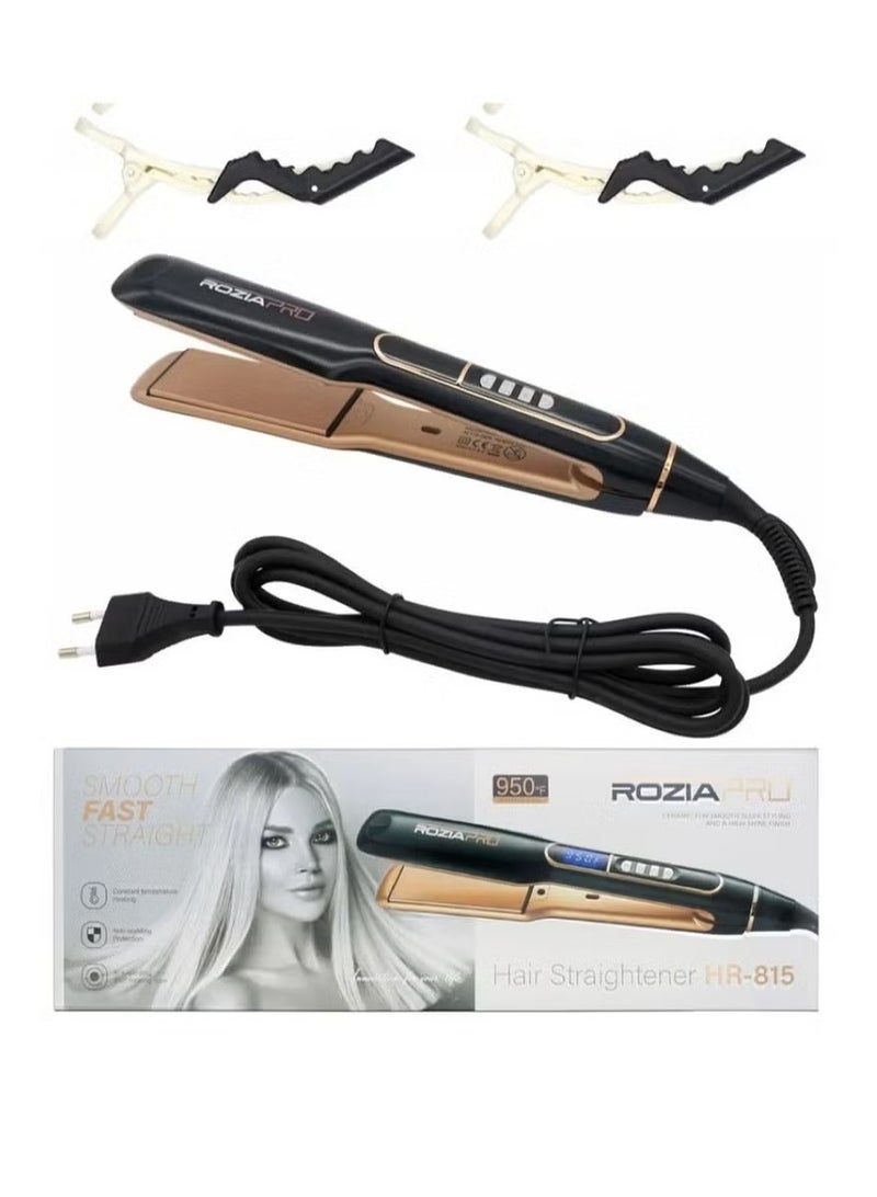 روزيابرو مكواة فرد الشعر الاحترافية - شاشة LCD، درجة حرارة سيراميك قابلة للتعديل - تصفيف الشعر بجودة الصالونات في المنزل HR 816 - Image 4