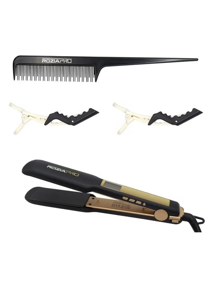 روزيابرو مكواة فرد الشعر الاحترافية - شاشة LCD، درجة حرارة سيراميك قابلة للتعديل - تصفيف الشعر بجودة الصالونات في المنزل HR 816 - Image 3