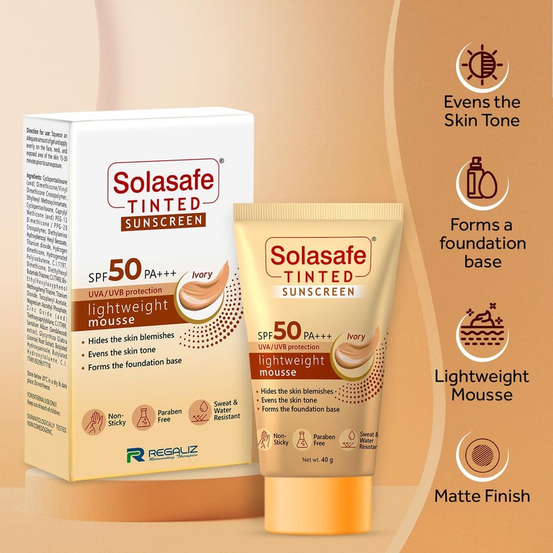 Solasafe Tinted Ivory Sunscreen SPF 50  Broad Spectrum Protection  Lightweight Formula  Suitable for All Skin Types - Image 4