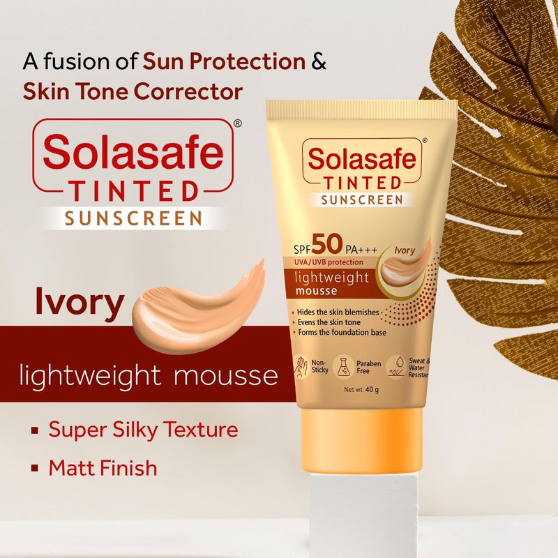 Solasafe Tinted Ivory Sunscreen SPF 50  Broad Spectrum Protection  Lightweight Formula  Suitable for All Skin Types - Image 2