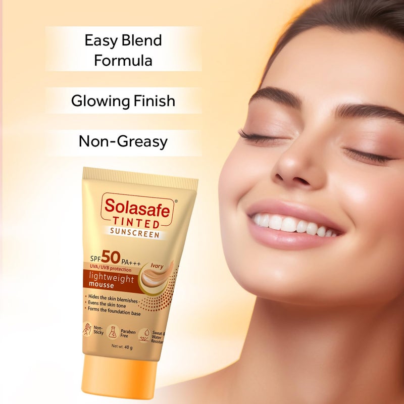 Solasafe Tinted Ivory Sunscreen SPF 50  Broad Spectrum Protection  Lightweight Formula  Suitable for All Skin Types - Image 5