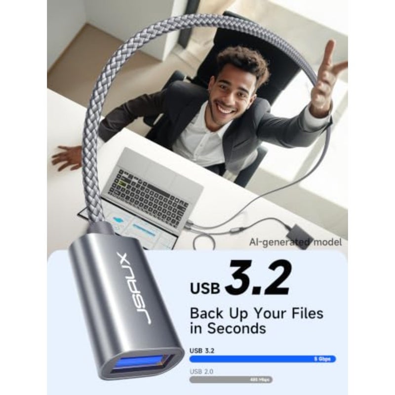 2Pack 10FT+10FT USB 3.0 Extension Cable, Type A Male to Female, Nylon Braided, Grey, for Webcam Camera Phone USB Hub Mouse Keyboard Printer Hard Drive Xbox - Image 2