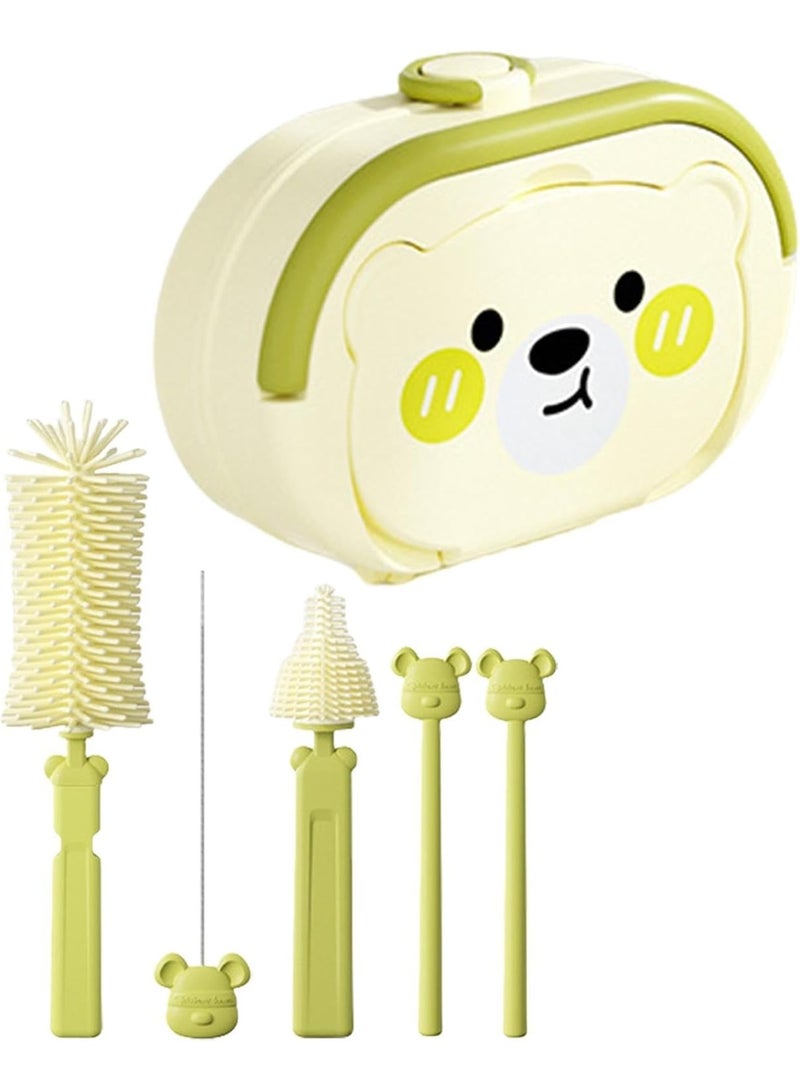 NANAO Baby Bottle Cleaning Brush Set - Portable Bottle Scrubber with Straw & Nipple Brush, Efficient Cleaning for Home & Travel, Newborn Essentials, Compact Travel-Friendly Design - Image 1