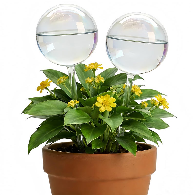 ZhenD Iridescent SelfWatering Plant Globes Glass Self Watering Planter Insert for Indoor and Outdoor Automatic Plant Waterer HandBlown Premium Glass 2 Pack - Image 2