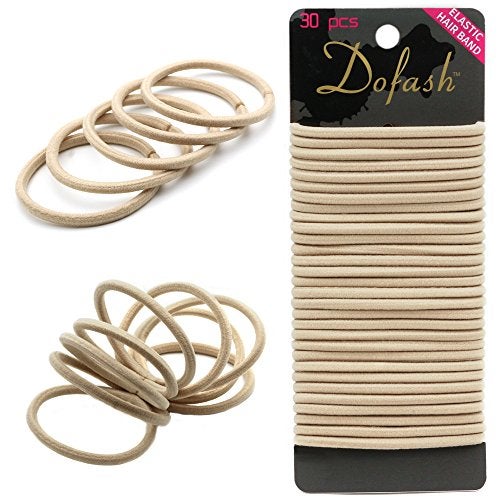 Dofash Hyper Elastic Hair Ties, 30 PCS Beige Hair Bands for Women's Hair, Blonde, Reusable, Nylon, Quick Stretch and Restore, Smooth Junction, Durable, Hair Friendly, Safety Tested - Image 1