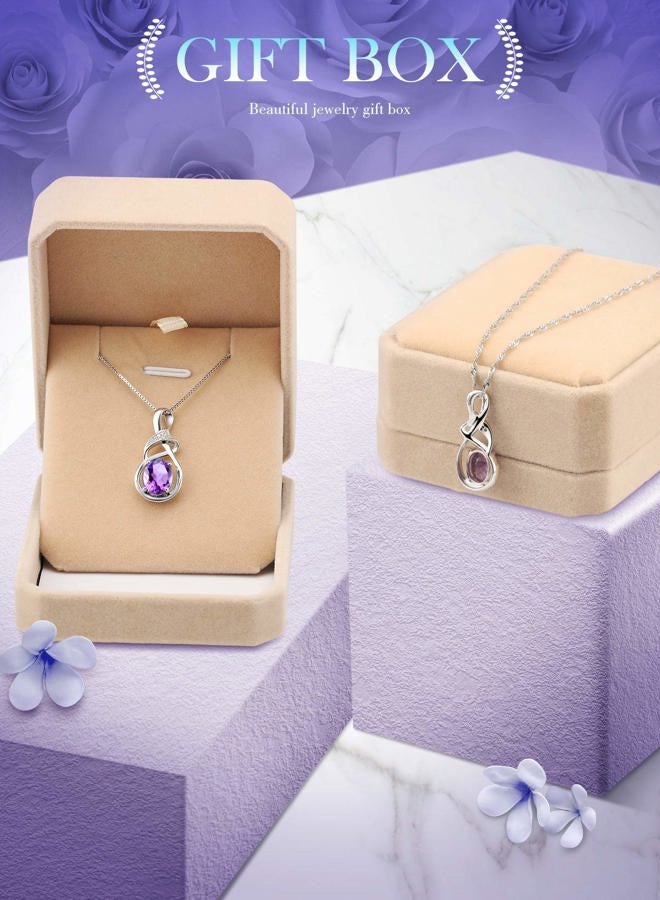 HXZZ Fine Jewelry Birthstone Gifts for Women Natural Gemstone Amethyst Sterling Silver Pendant Necklace Birthday Gift for Wife Mom Her - Image 5