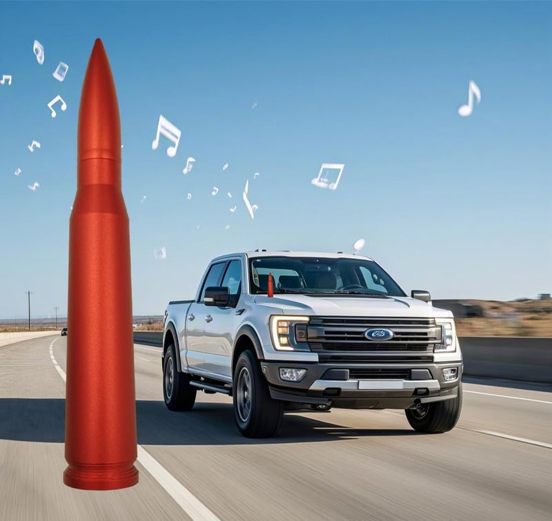 Seprochoo 7.8in Car Truck Bullet Antenna 50 Cal Bullet Antenna Truck Accessories Universal Replacement for GMC Sierra 1500 Chevy Dodge Ram Silverado 1500 2500 3500 Ford F150 F250 F350 (Matte Red, 7.8inch) Gulf market standard build - Image 1